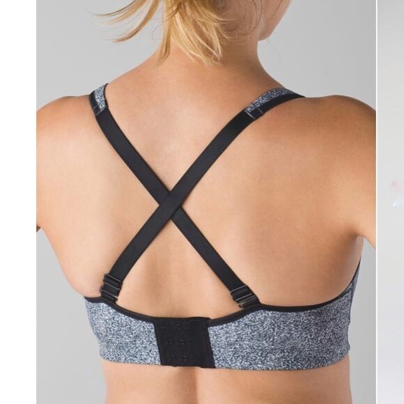 Lululemon Ta Ta Tamer III Rio Mist White Black Size 36 Sports Bra Multiway Top - Picture 2 of 16